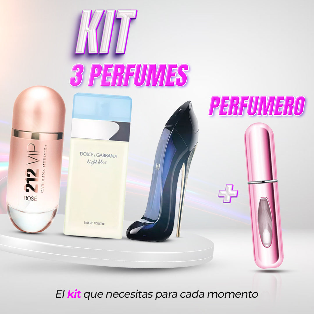 Kit 3 Perfumes + Perfumero