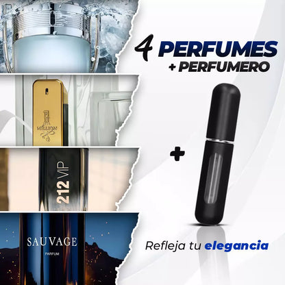 Kit 4 Perfumes Hombre + Perfumero