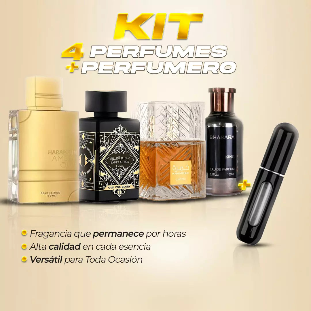 Kit 4 Perfumes Hombre + Perfumero